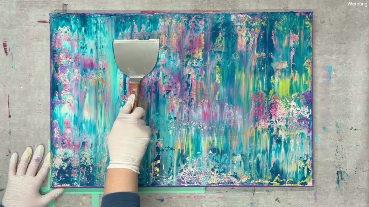 abstrakte Acrylmalerei mit der Rakel-  und Spachteltechnik | verschiedene Werkzeuge