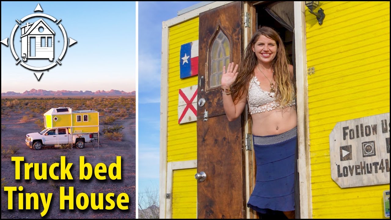 Ultra low-budget truck bed tiny home built w/ recycled pallets
