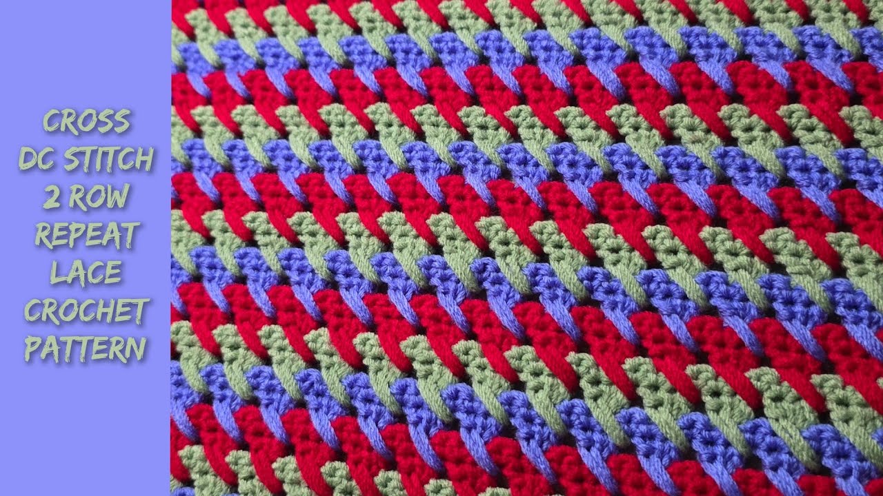 Узор для вязания крючком крестиком с 2 рядами, повторяющийся в технике ажурного узора | Вязание к...