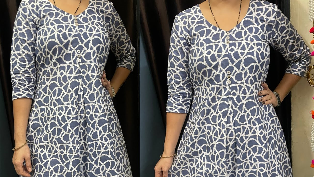 Center Box pleated kurti cutting and stitching/  A-line Box plated kurti/ kurti Design/