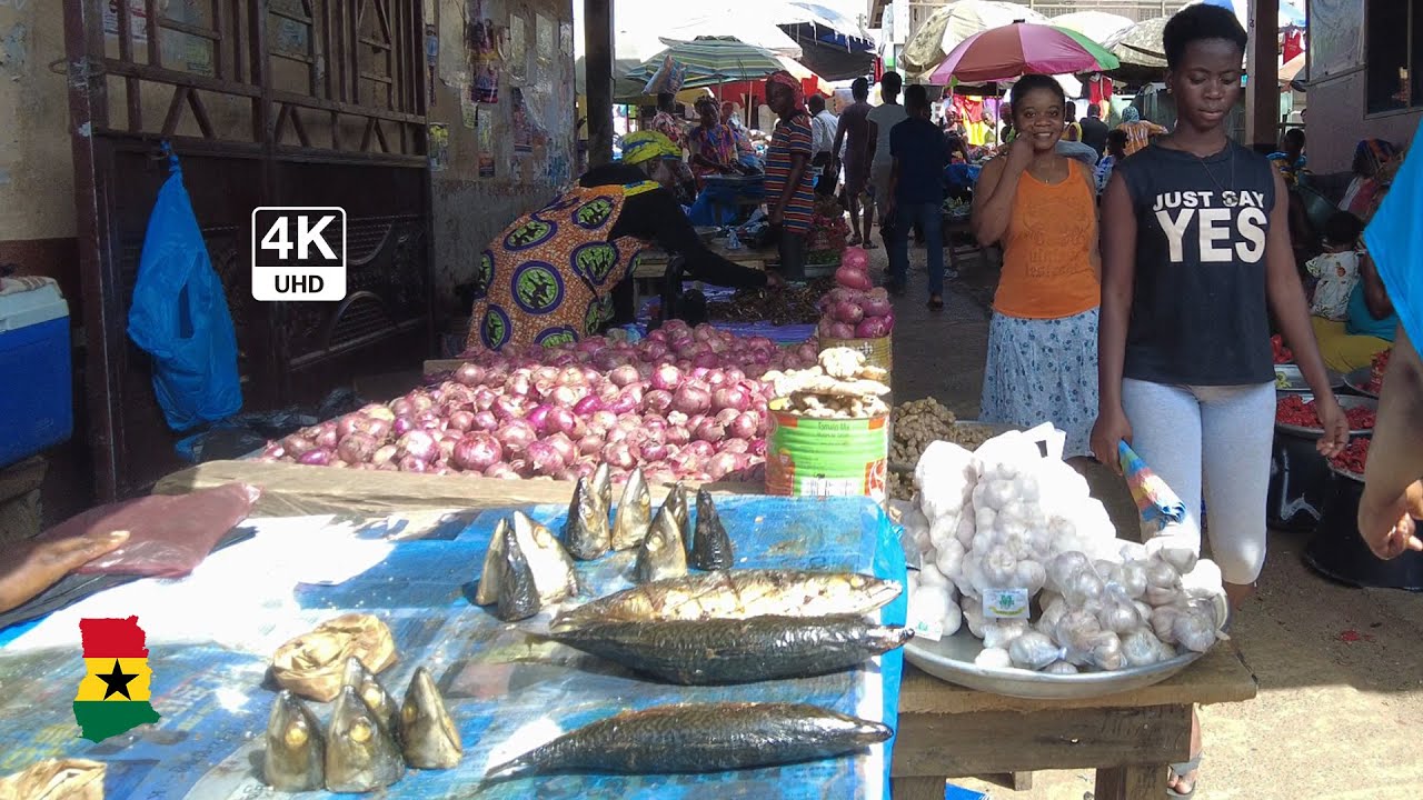 Ejisu Market on a Sunday in Kumasi Ghana 4K