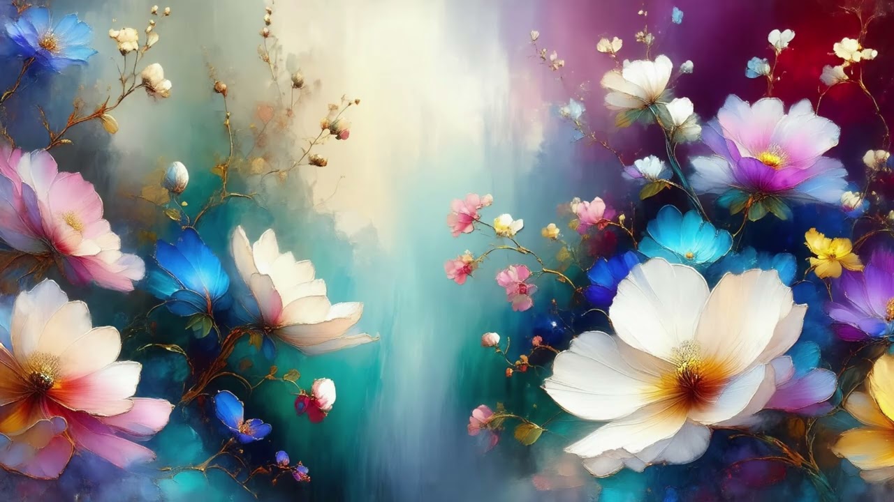 Celestial Flowers Painting | Otherworldly 4K Art with Dreamy Atmosphere | Silent Background 