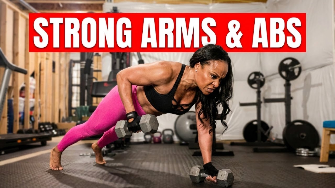 LIVE 30 Min Arms & Abs Dumbbell Workout at Home - Strong & Defined