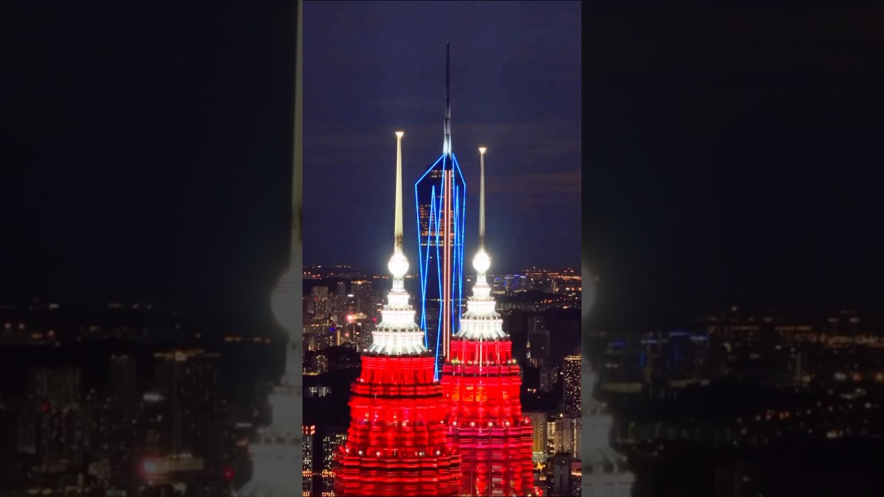 Merdeka 118 & KLCC Twin Towers 🇲🇾 | Kuala Lumpur Drone Night View 🌆✨#travel #foryou #tour #shorts
