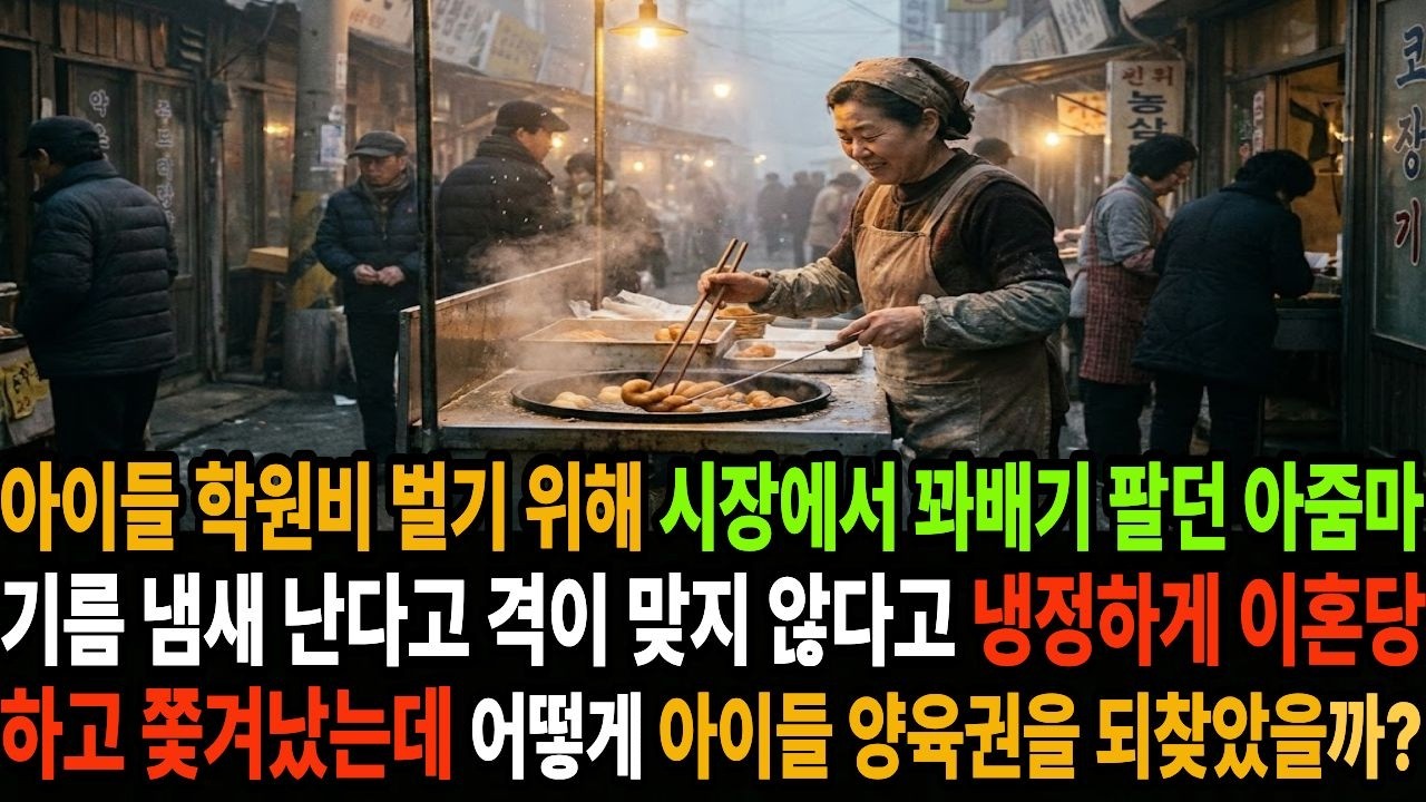 아이들 학원비 벌기 위해 시장에서 꽈배기팔던 아줌마 기름냄새 난다고 격이 맞지 않는다고 냉정하게 이혼당하고 쫓겨 났는데 어떻게 아이들 양육권을 되찾았을까
