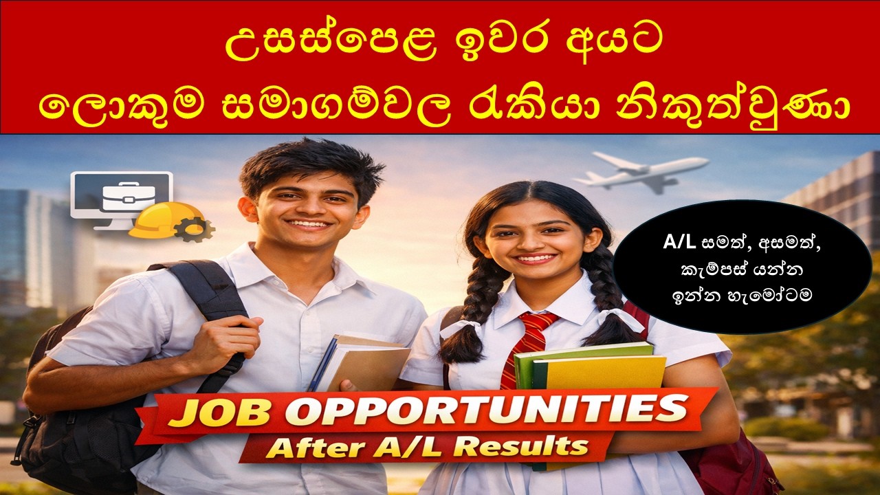 උසස්පෙළ ඉවර අයට ලොකුම සමාගම්වල රැකියා 2026 | A/L Results වලට පස්සේ Apply කරන්න පුළුවන් Jobs