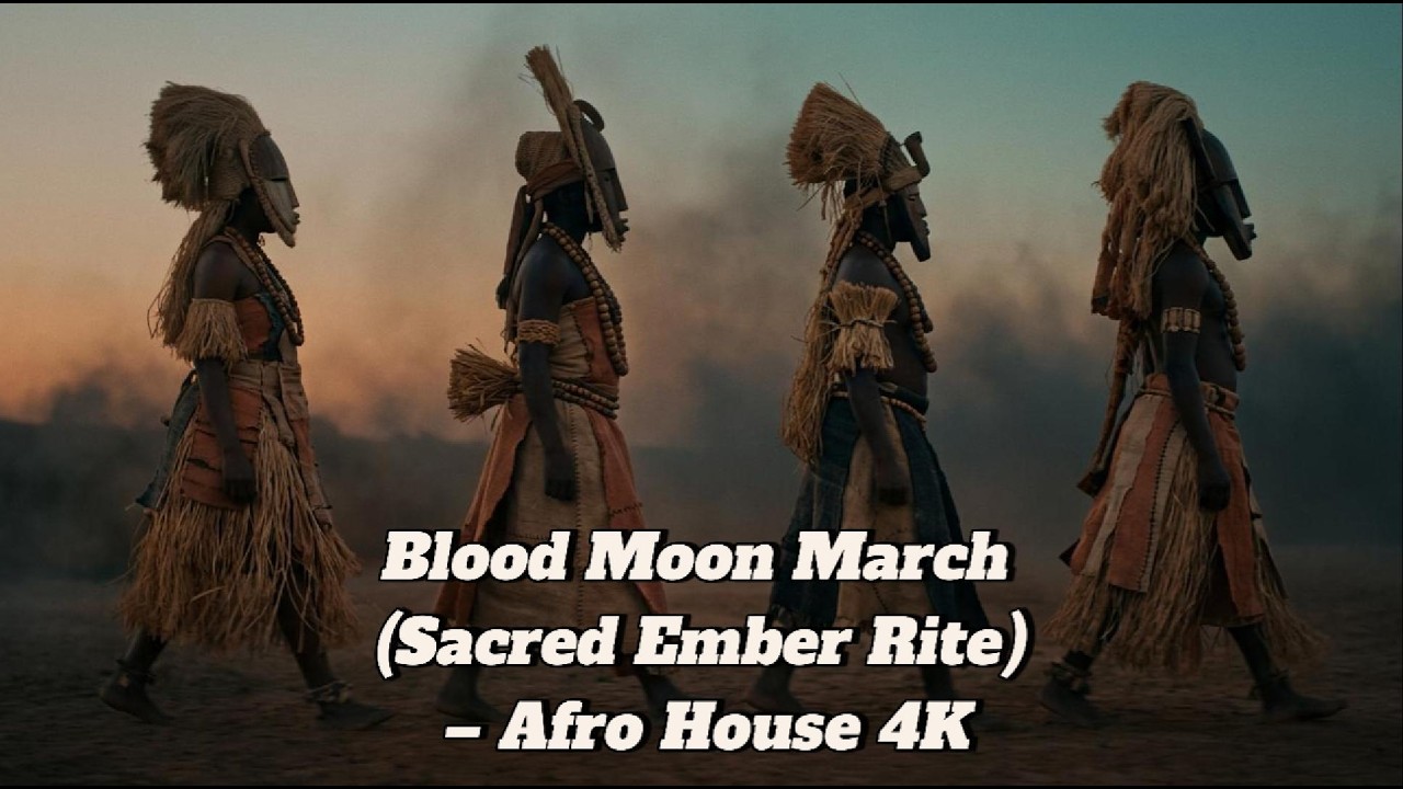 AI Tribal Ritual Dance | Blood Moon March (Sacred Ember Rite) – Afro House 4K