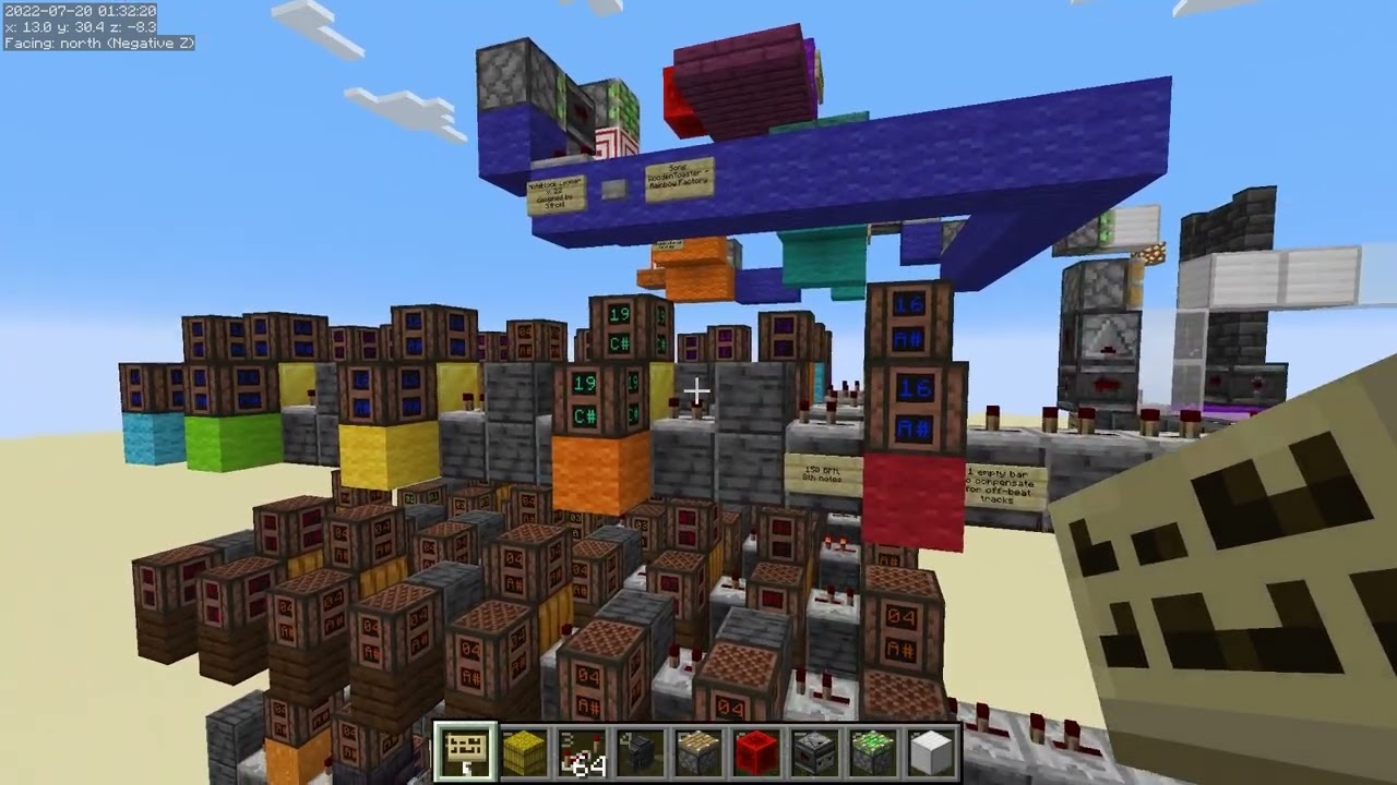 Rainbow Factory recreated with noteblocks (Noteblock Looper v.2.2)