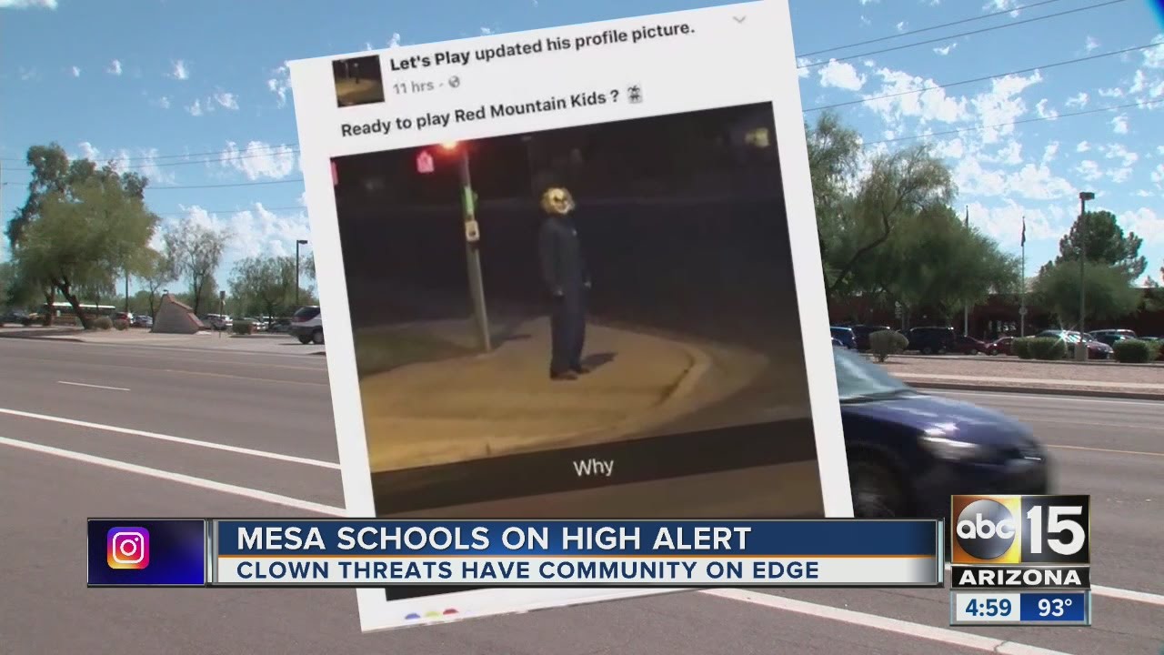 Manhunt in Mesa for a clown as police try to track the costumed man down