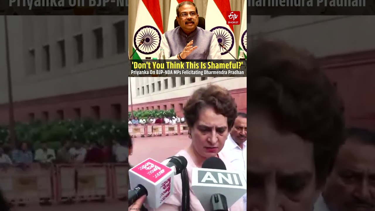 'Don't You Think This Is Shameful?': Priyanka On BJP-NDA MPs Felicitating Dharmendra Pradhan
