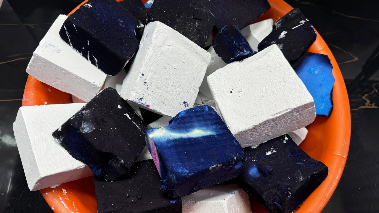 Bucket Full Of Unpolished & Blue Dyed 💙 Crispy Chalk ASMR Crush 