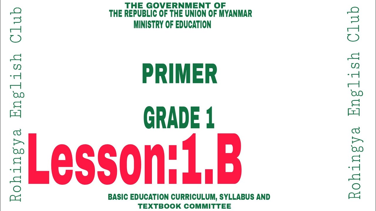 ((Lesson:1.B)) Basic english word book with pictures and it's translation for Rohingya people.