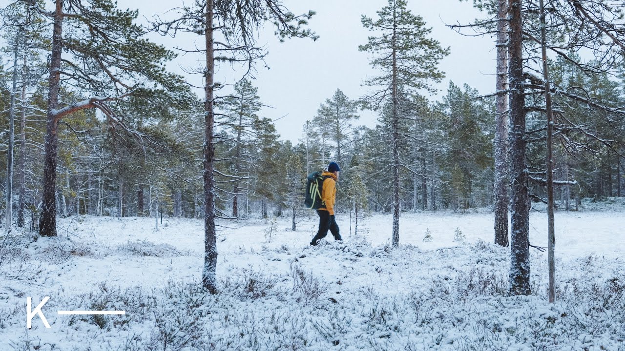 Winter Hiking in the Snowy Forest — Making a Fire