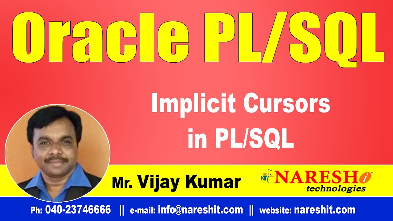 Implicit Cursors in PL/SQL | Oracle PL/SQL Tutorial Videos | Mr.Vijay Kumar