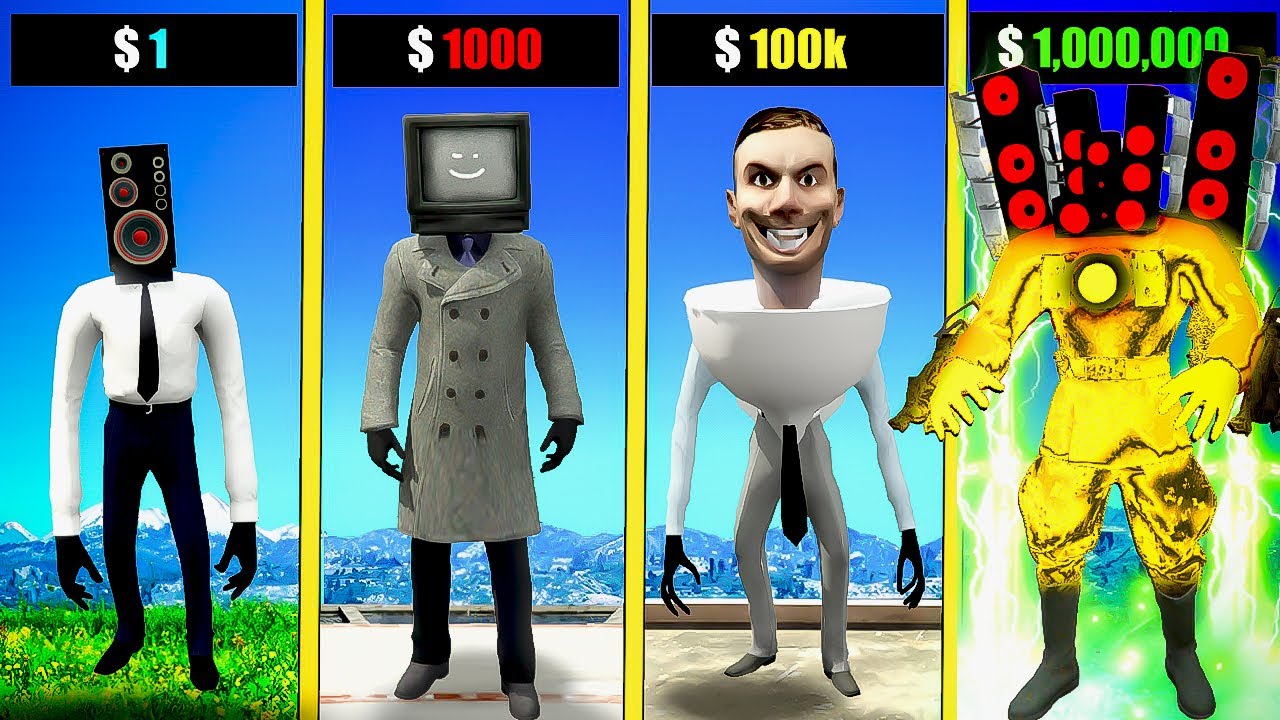 $1 to $1,000,000 ALL SKIBIDI TOILET In GTA 5!