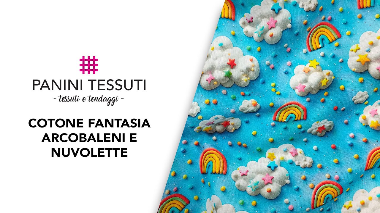 🌈 Tessuto Cotone Bambini Arcobaleni e Nuvole - 100% Cotone Morbido e Delicato! ☁️
