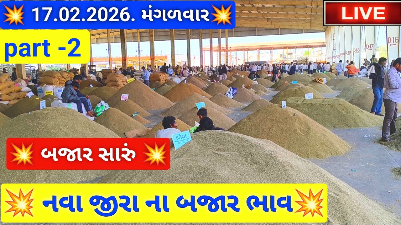 🔴part -2 live નવા જીરા ના બજાર ભાવ આજના,February 17, 2026