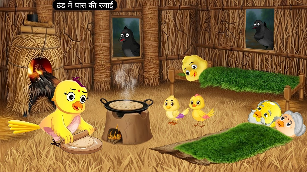 ठंड में घास की रजाई | chidiya cartoon achha achha | kalu kauwa cartoon | moral stories