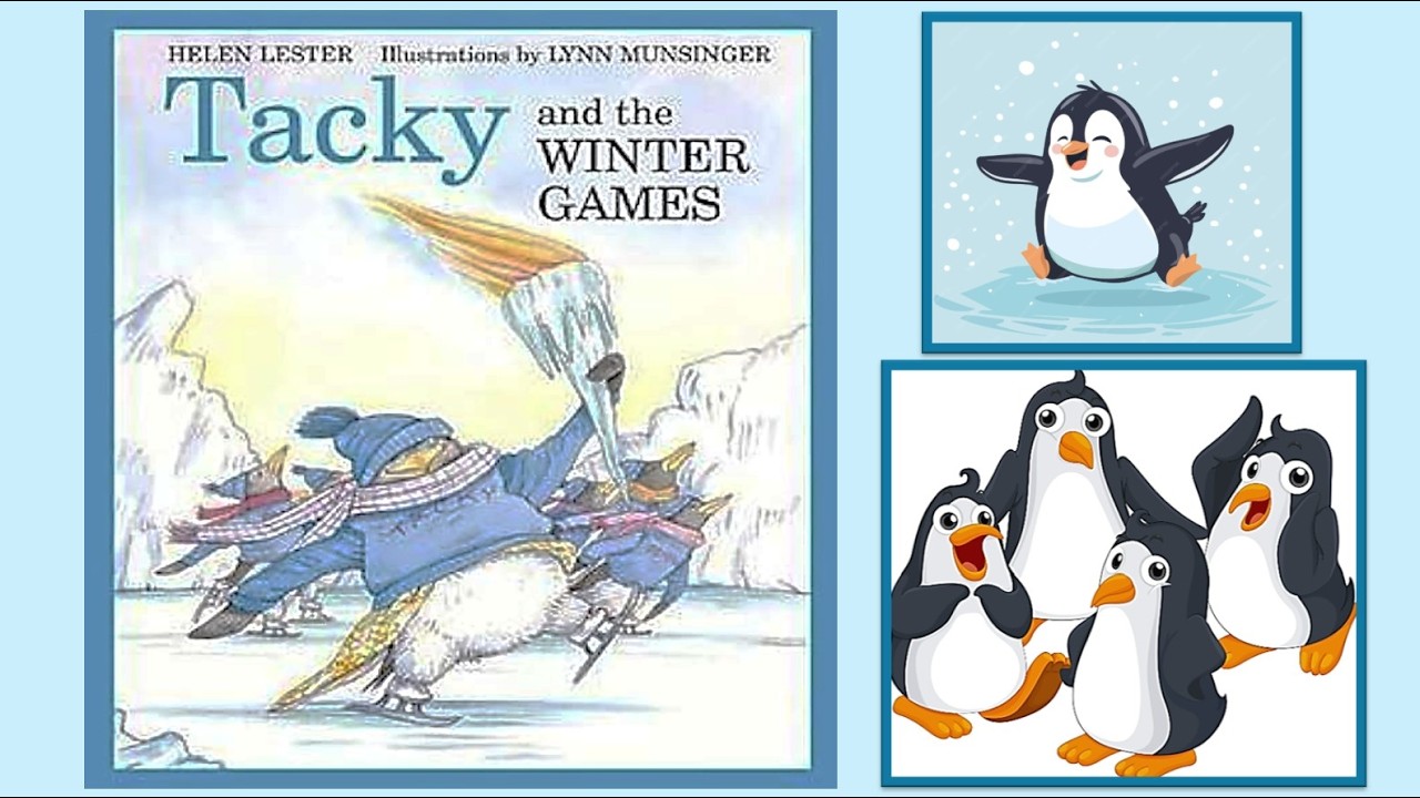 TACKY AND THE WINTER GAMES Storytime Kids Funny Photo Book Read Aloud for Children Penguin Olympics