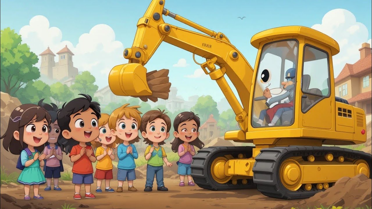 Excavator Song for Kids 🚜 | Construction Vehicle Nursery Rhyme | 3D Cartoon Animation