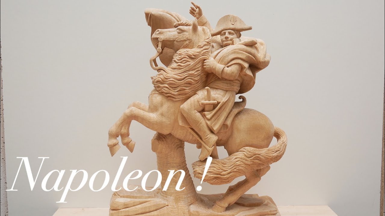 Napoleon aus Linde : schnitzen : Mensch und Pferd