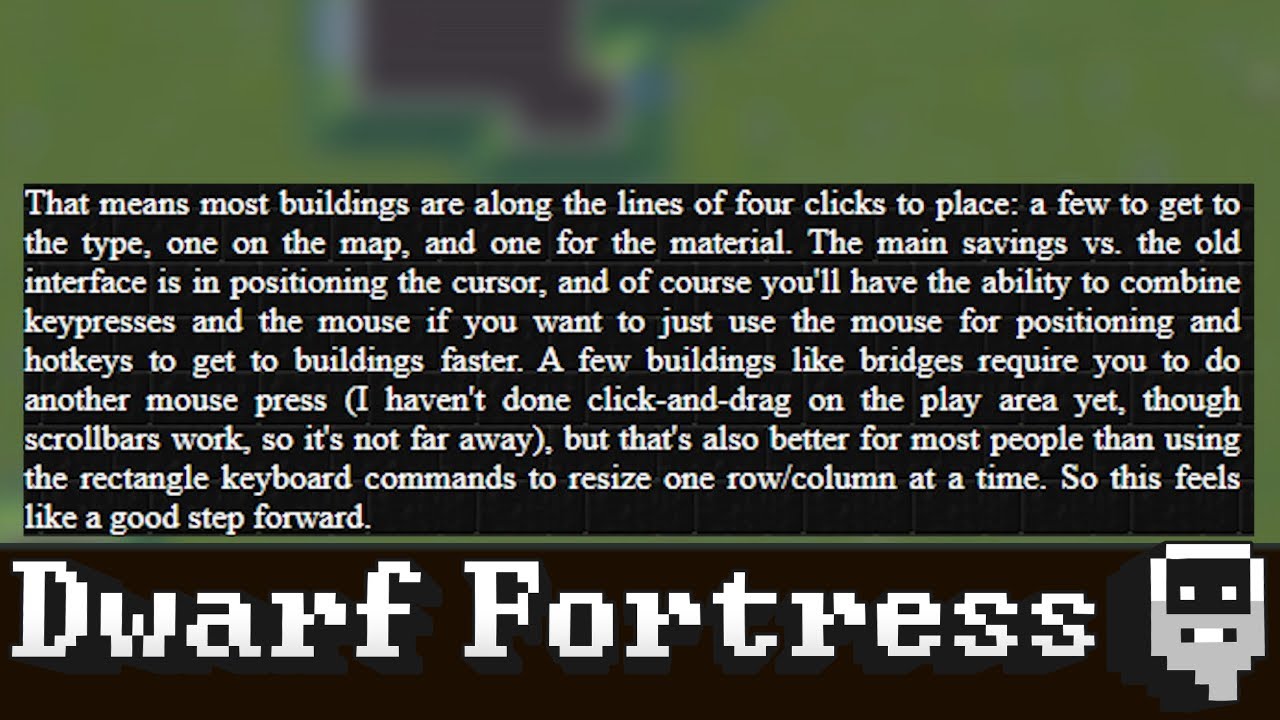 Dwarf Fortress - Steam News - Building UI tease, Blog Post.