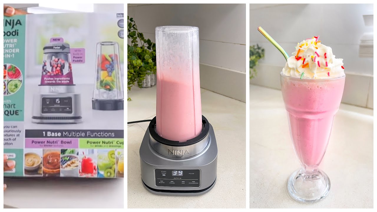 Making A Strawberry Milkshake with the NINJA Foodi + Unboxing Ninja Foodi Power Nutri Blender