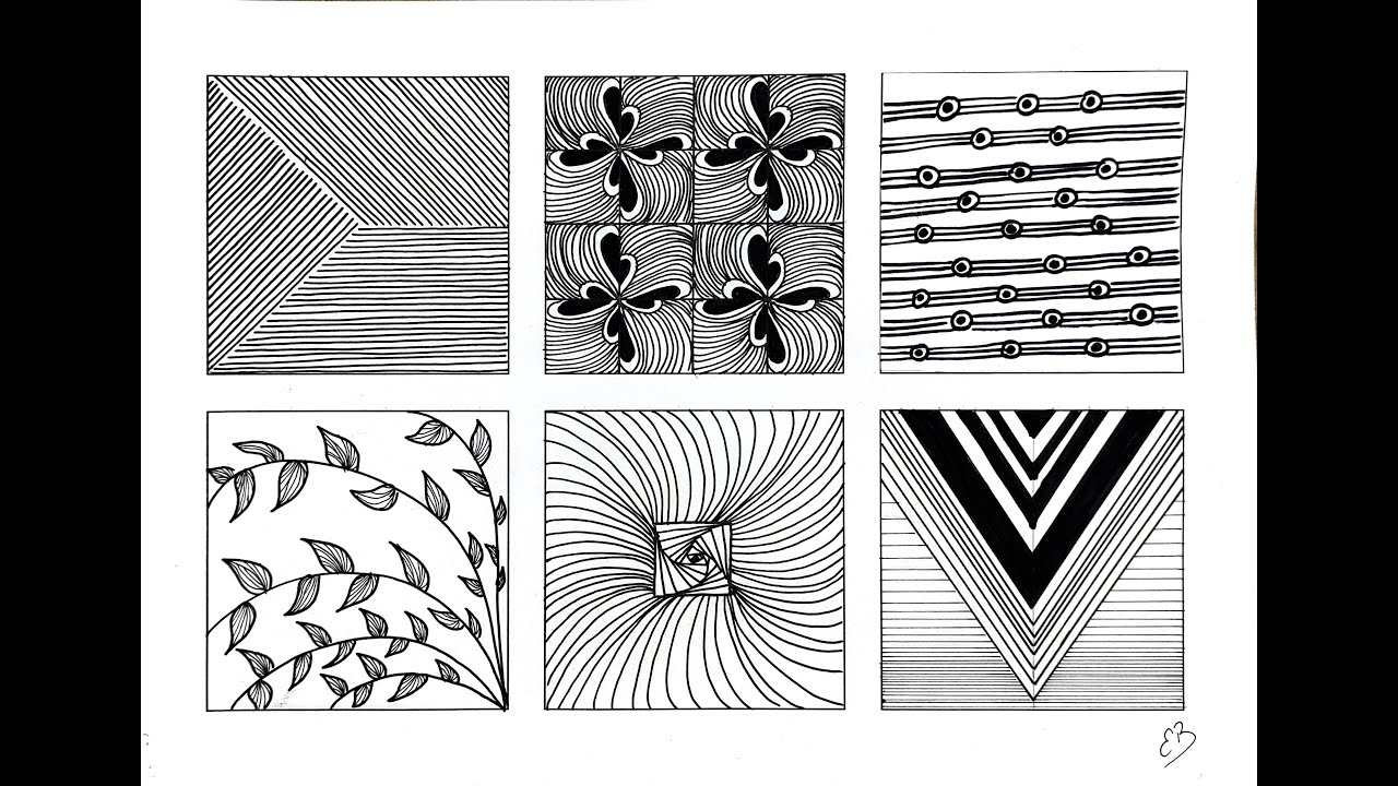 KOLAY ÇİZGİ - DESEN ÇALIŞMASI 11 / EASY LINE - PATTERN WORK / ZENTANGLE-DOODLE