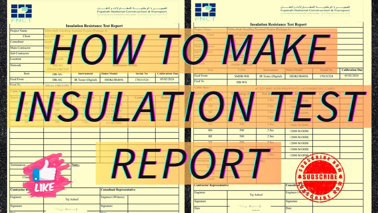 How to Make Insulation Test Report | Megger Test Report | Insulation Resistance Test