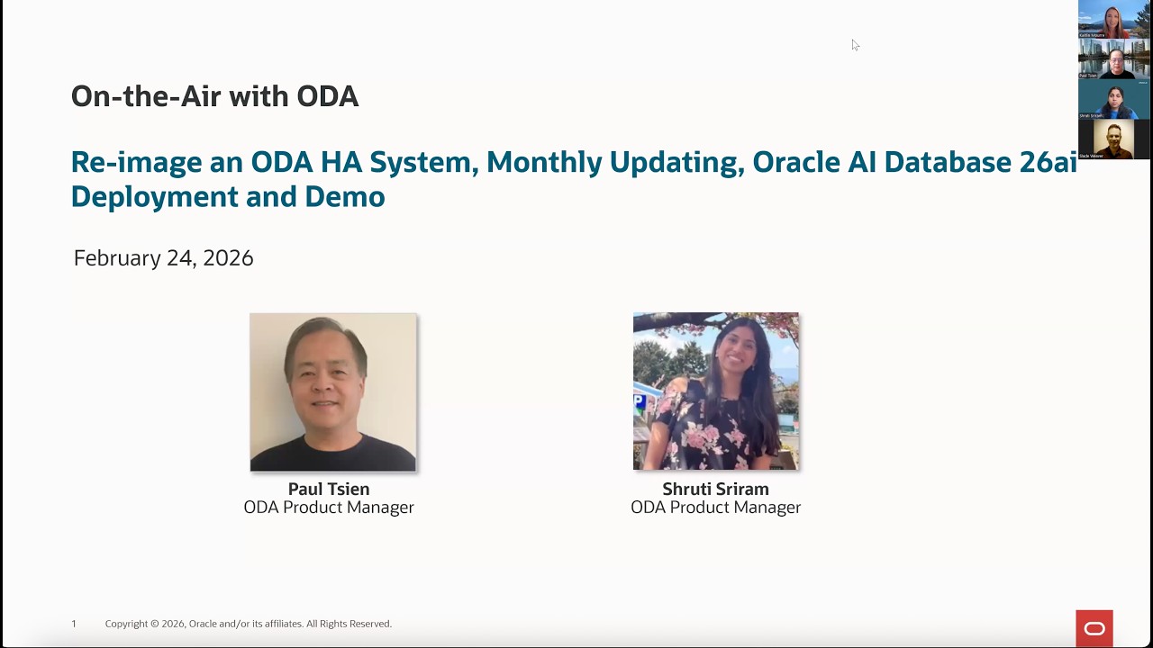 Re-imaging an ODA HA system, perform OS update, create an Oracle AI Database 26ai System (VM)