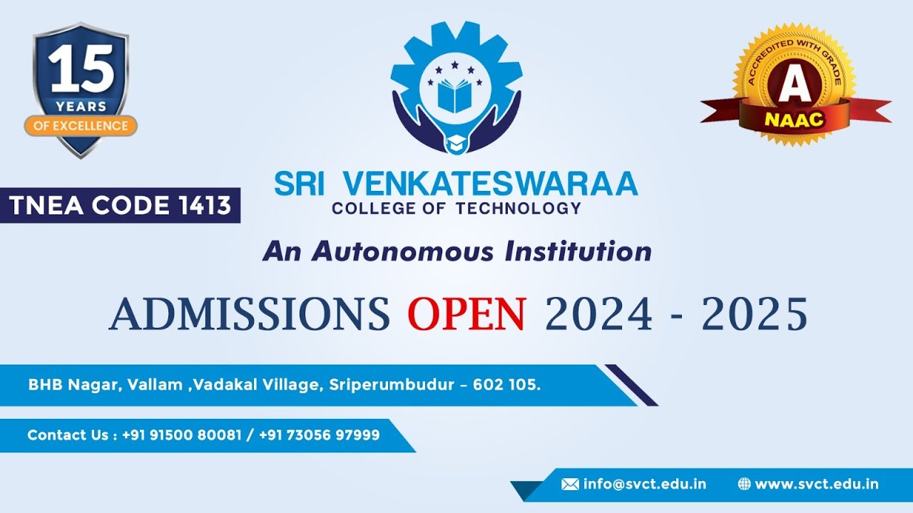 SVCT- Sri Venkateswaraa College of Technology, Vallam-Vadakal Campus, Sriperumbudur | TNEA Code:1413