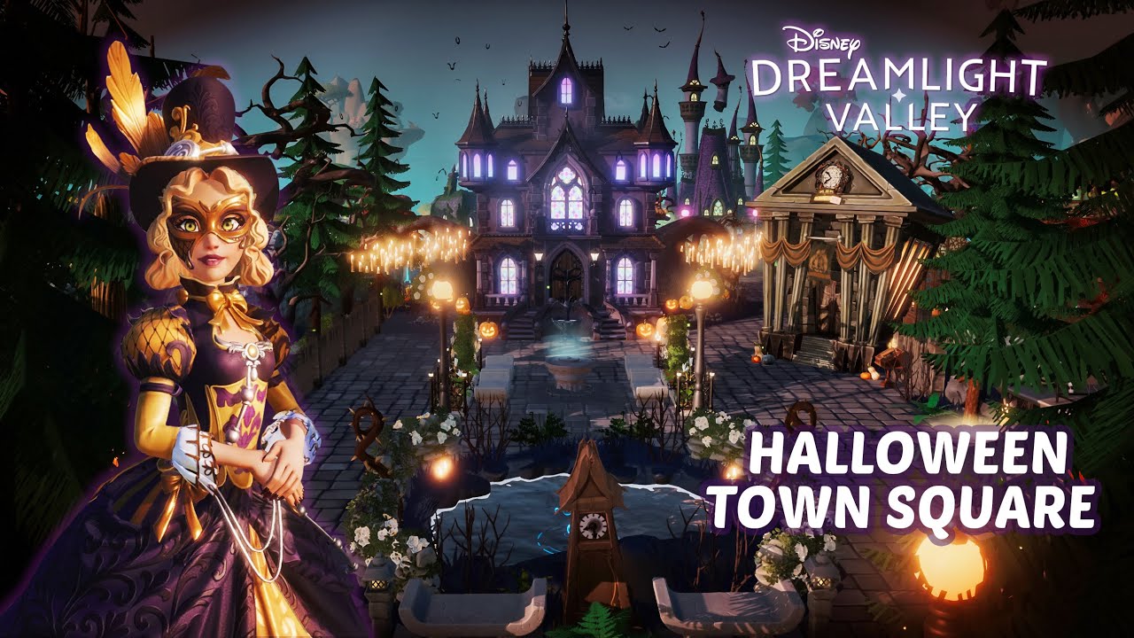 HALLOWEEN TOWN SQUARE 🎃  |  👻 Disney Dreamlight Valley Forgotten Lands Speed Build