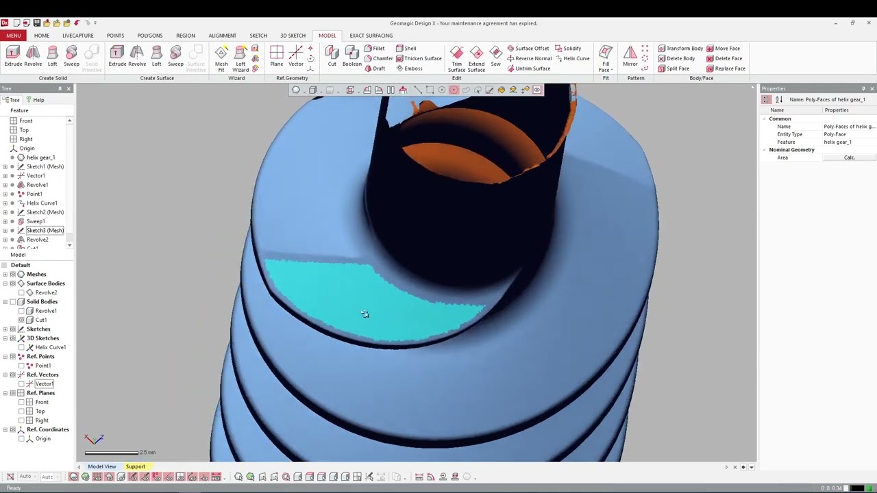 How to create helix in Geomagic Design X