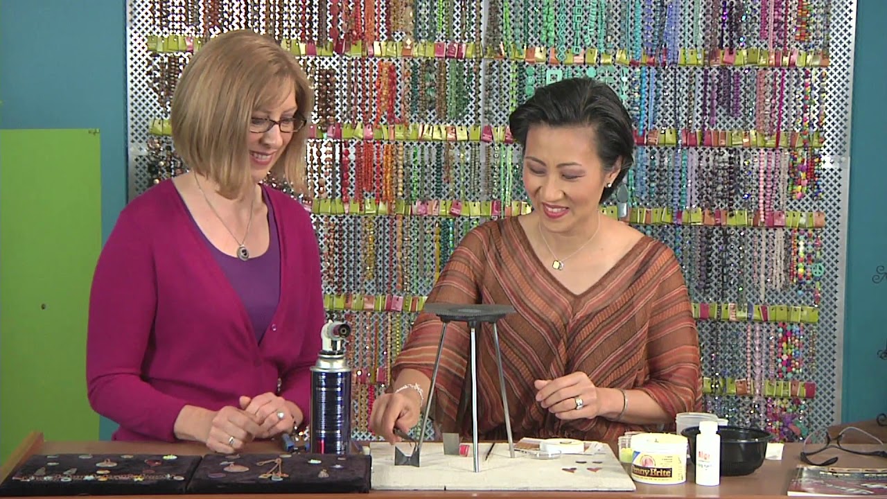 Torch fire enamel onto copper stamping on Beads, Baubles and Jewels with Kieu Pham Gray (2111-2)
