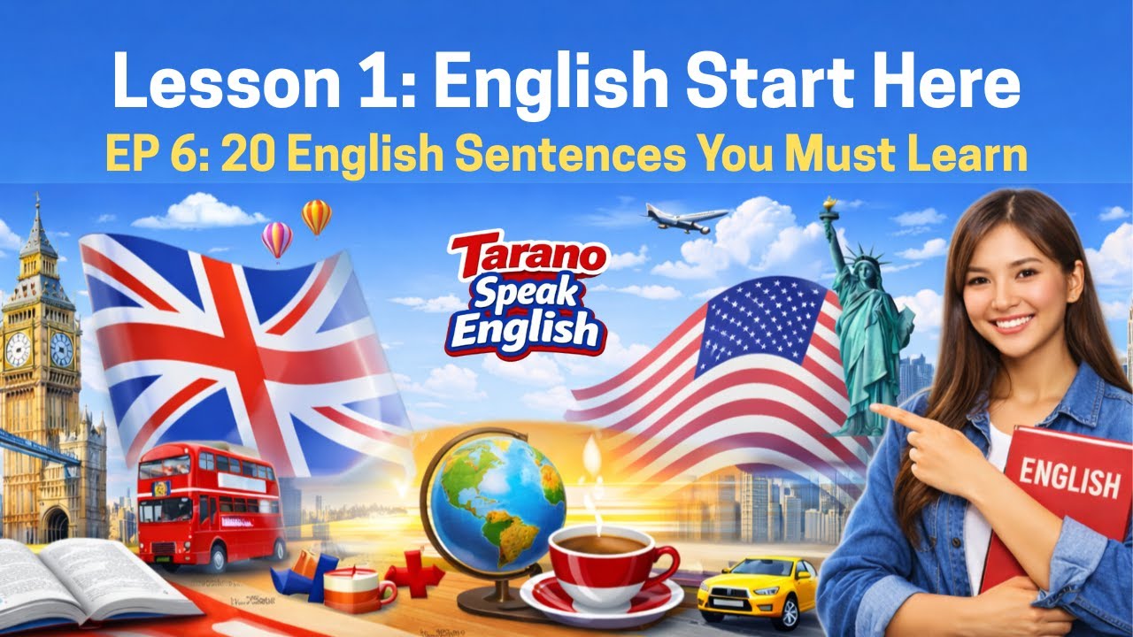 Lesson 1: English Start Here | EP 6: – 20 Basic English Sentences for Daily Life | Beginner Speaking