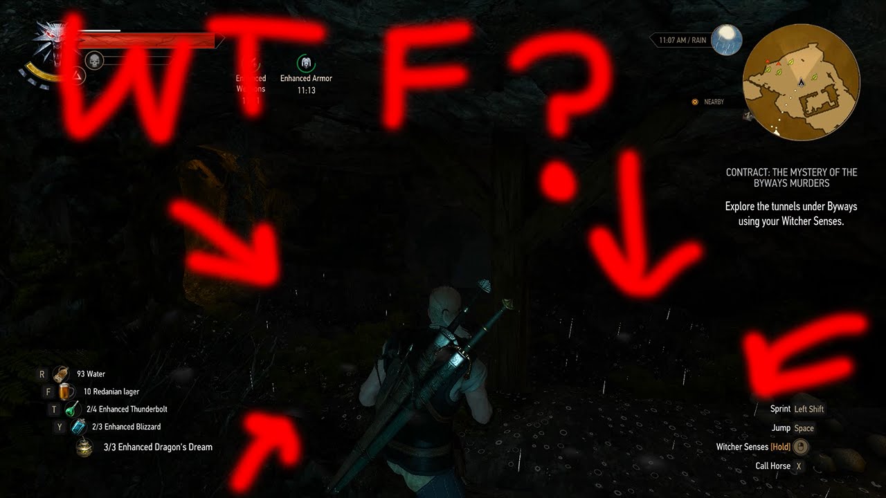 Indoor Underground Rain Glitch Fix | Witcher 3 Wild Hunt Gameplay