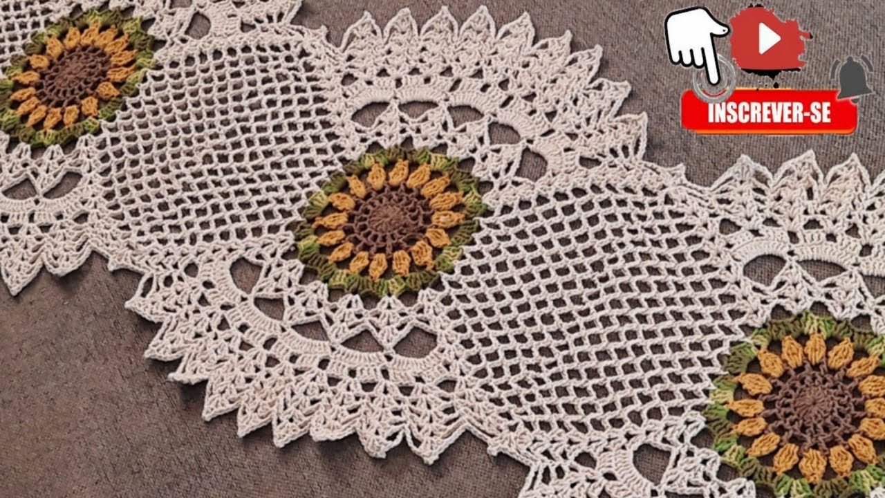 CAMINHO DE MESA CLÁSSICO COM GIRASSOL | TUTORIAL CROCHÊ PASSO A PASSO