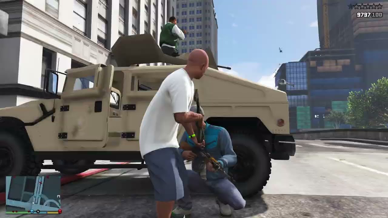 GTA V: Franklin, Lamar, Stretch & Families 10 Star Cop Battle + Escape
