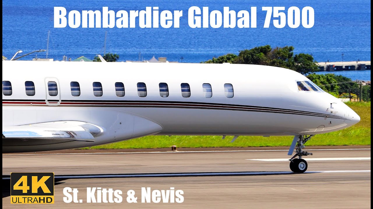 Lovely Bombardier Global 7500 Departures @ St. Kitts, Eastern Caribbean