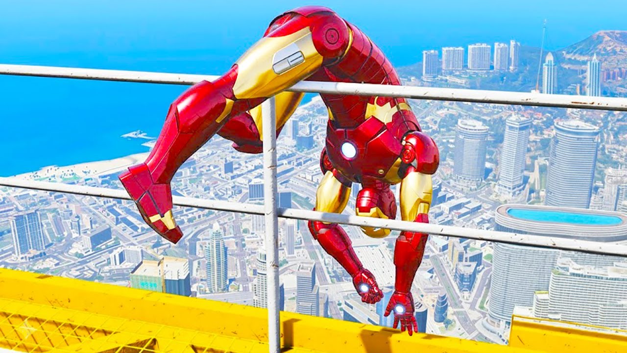 IRON MAN CRAZY JUMPS/FALLS #2 (GTA 5 Ironman Fails)