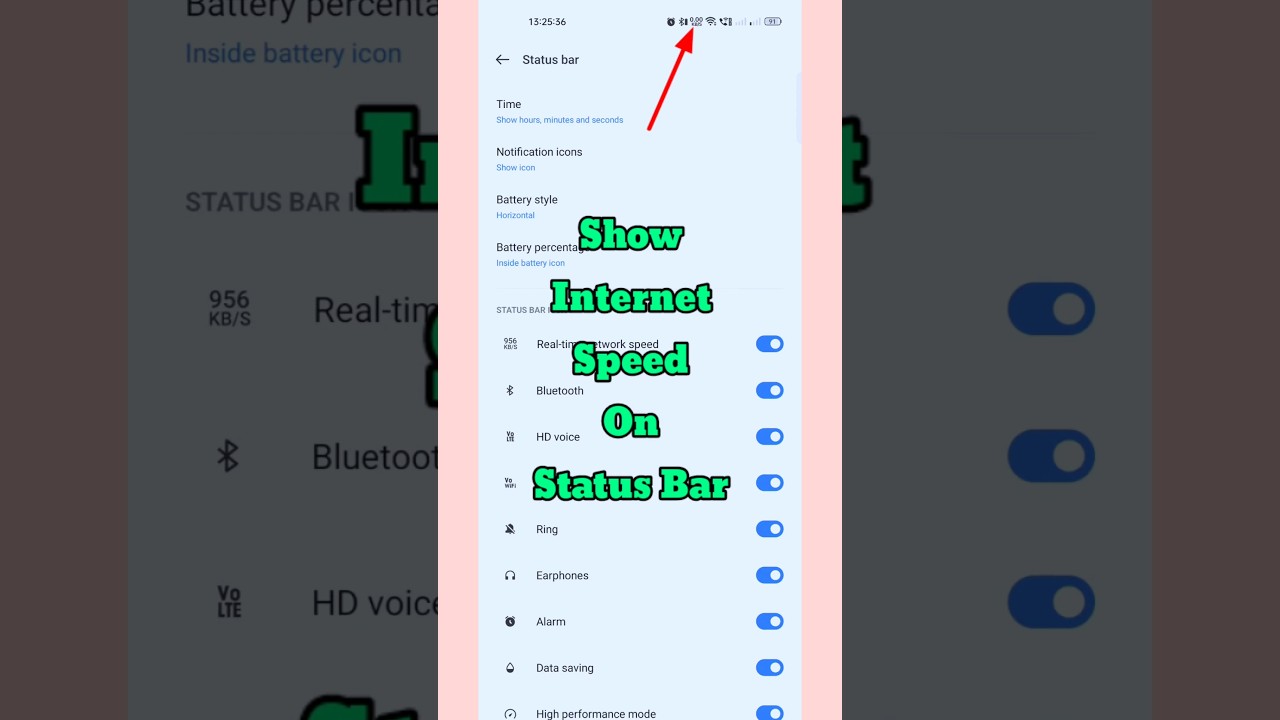 How to show interest speed on status bar || Internet speed ko enable kaisa kara ||#shorts#viral