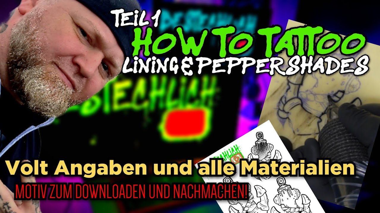 How to tattoo: Lining & Peppershades Realtime & Timelapse Motiv zum nachmachen