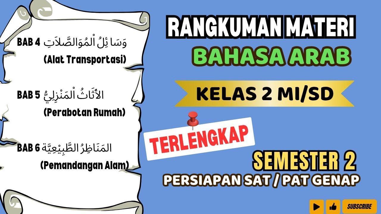 RANGKUMAN MATERI BAHASA ARAB KELAS 2 MI SEMESTER 2 || Rangkuman Materi PAT/ SAT GENAP