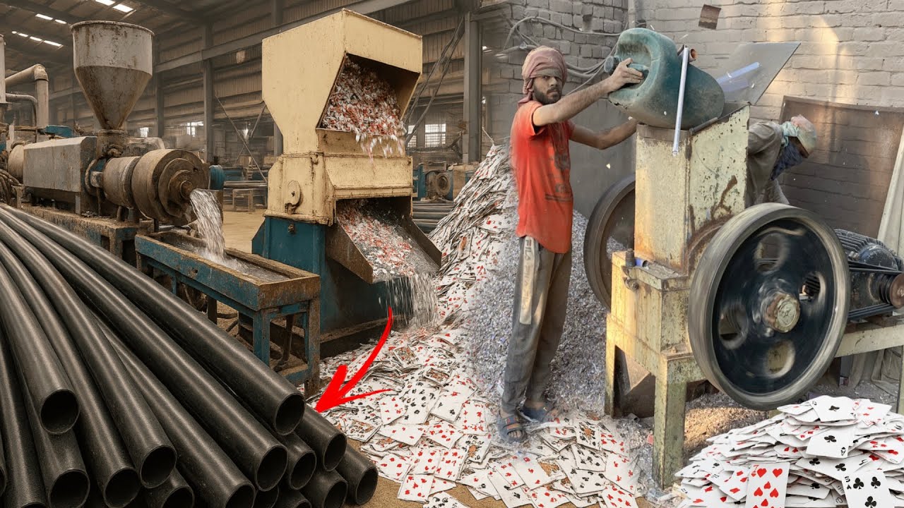 How Millions of Playing Cards Scrap Recycled Into New Pipes | How PVC Pipe Are Made in Local Factory