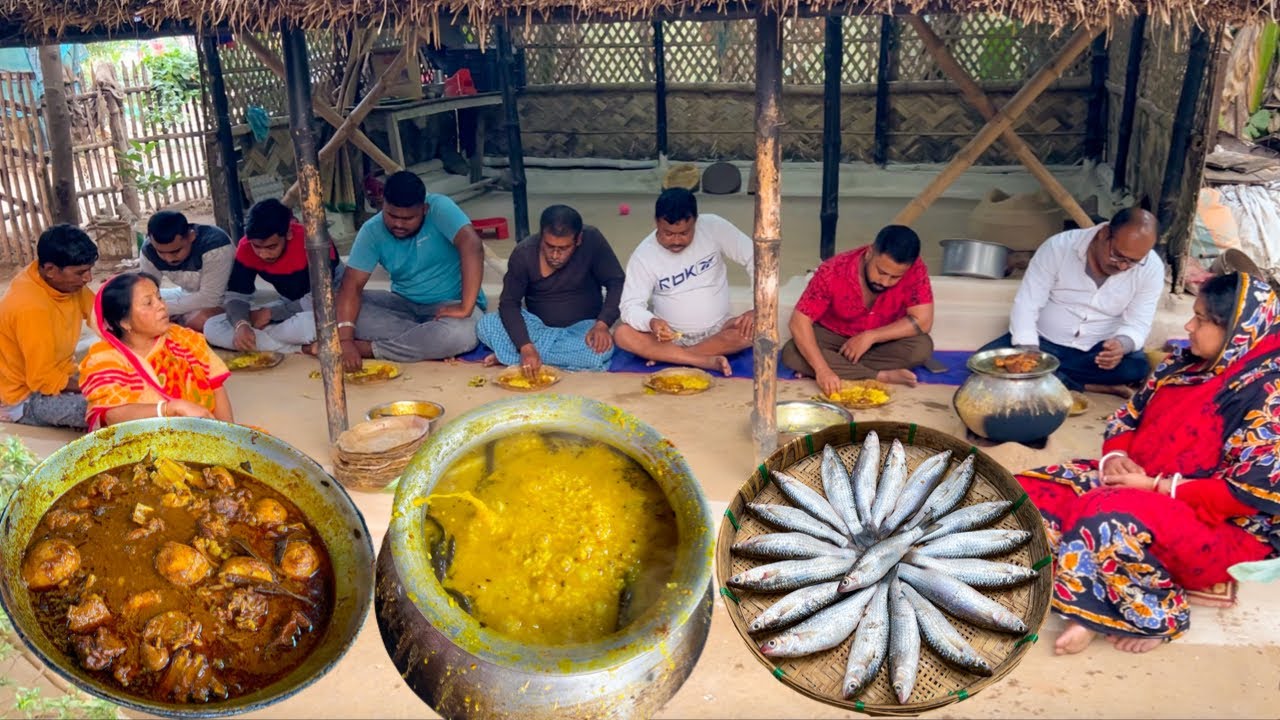 পৌষ সংক্রান্তির দিনে সবাই মিলে রান্না করে একসাথে খাওয়া দাওয়া |
