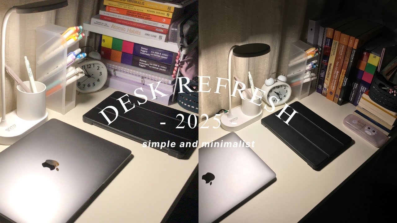 Desk Refresh 2025 [simple and minimalist makeover + college books unboxing]