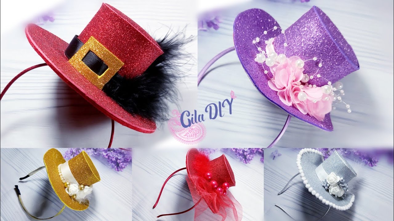 DIY Hat with Headband /Шляпа из глиттерного фоамирана/New Year's hat from foamiran Новогоднaя шляпка
