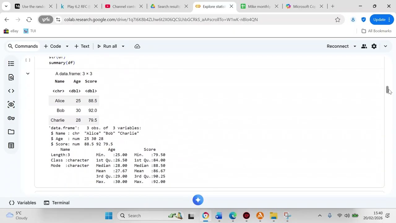 Create a dataframe in R