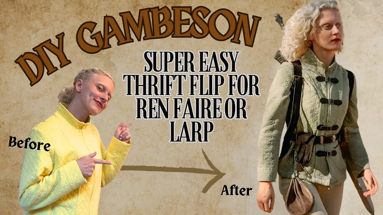 Cheap & easy DIY! Gambeson thrift flip for Renaissance faire/LARP cosplay ✨