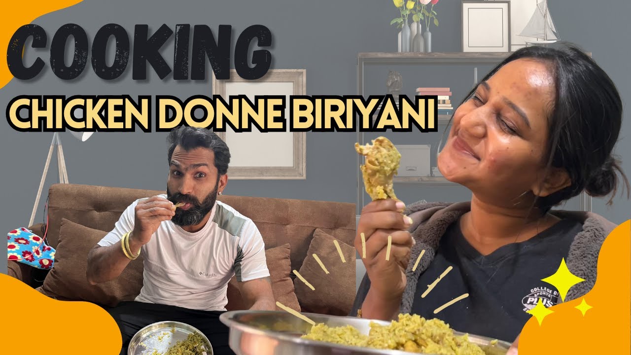 Cooking Chicken Donne Biriyani | Megha & Sanju Vlogs